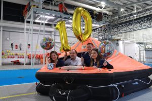 GTSS team members in a life raft